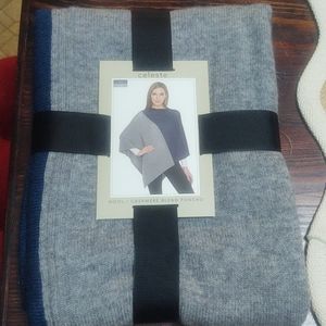 Celeste Wool cashmere poncho navy gray